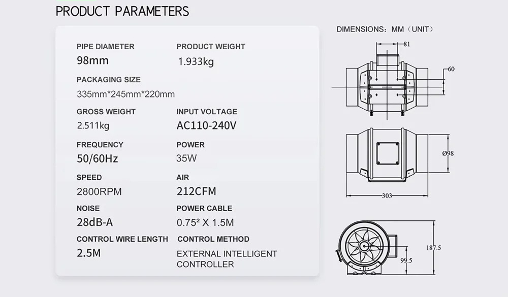 4 Inch Smart Inline Duct Fan w - Carbon Filter Inline 评论和价格