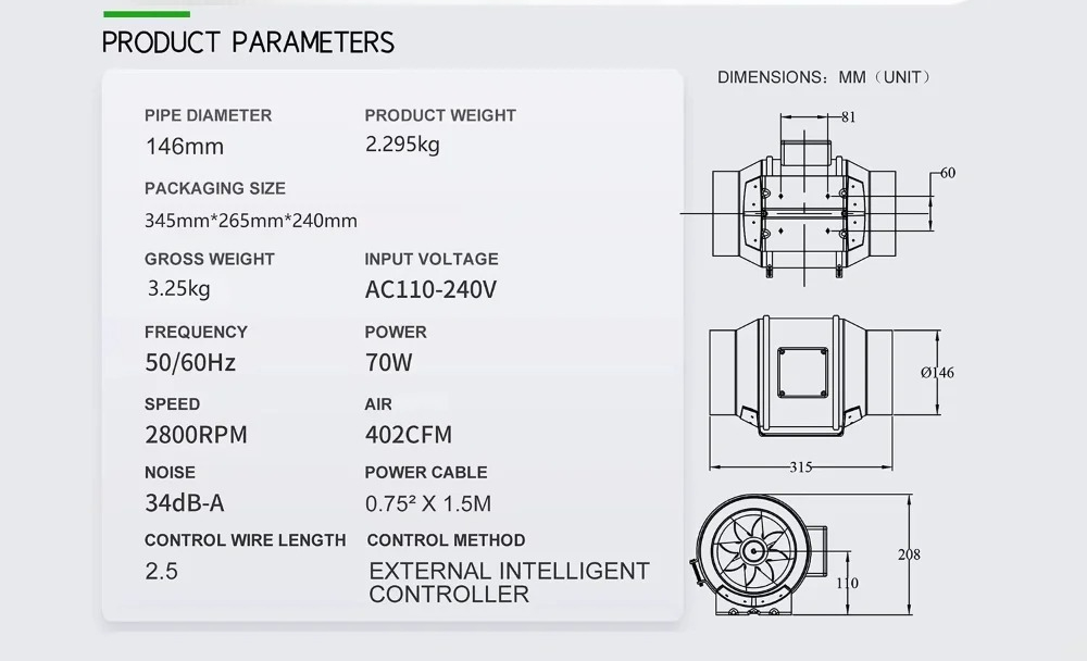 4 Inch Smart Inline Duct Fan w - Carbon Filter Inline 评论和价格