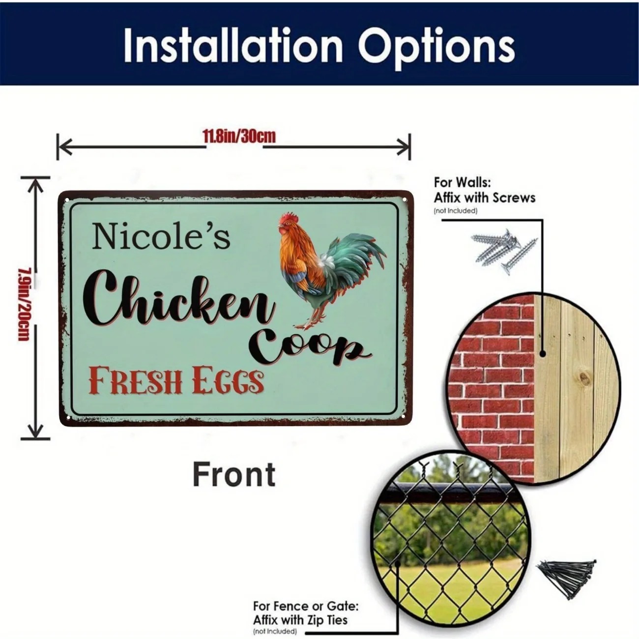 Custom Text Chicken Coop Sign  - Urban Farming Wall 评论和价格